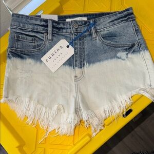 Eunina Two-Tone Blue and White Jean Shorts